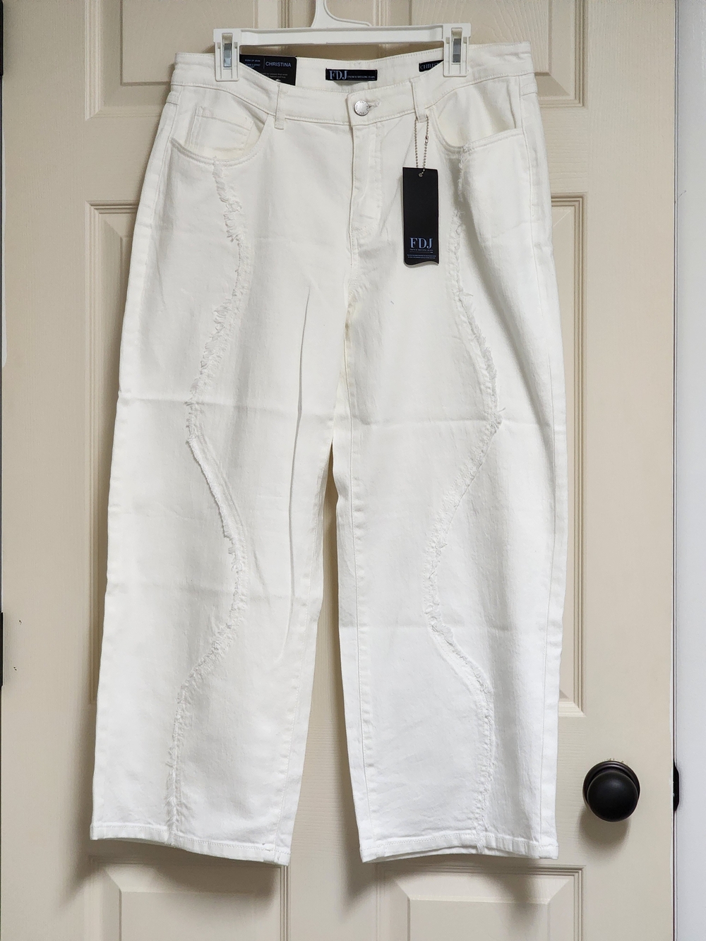 French Dressing Jeans FDJ Christina Wide Crop Ivory Size 12 MSRP $119 - Picture 3 of 14